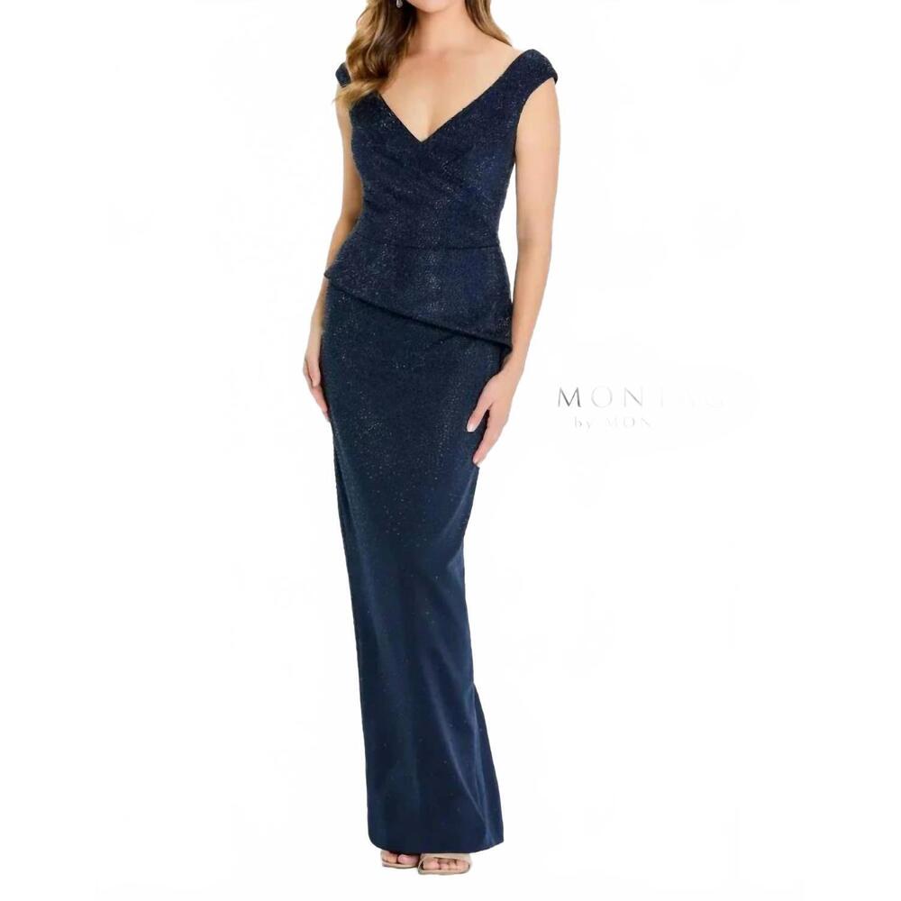 NEW MON CHERI off the shoulder dress in navy